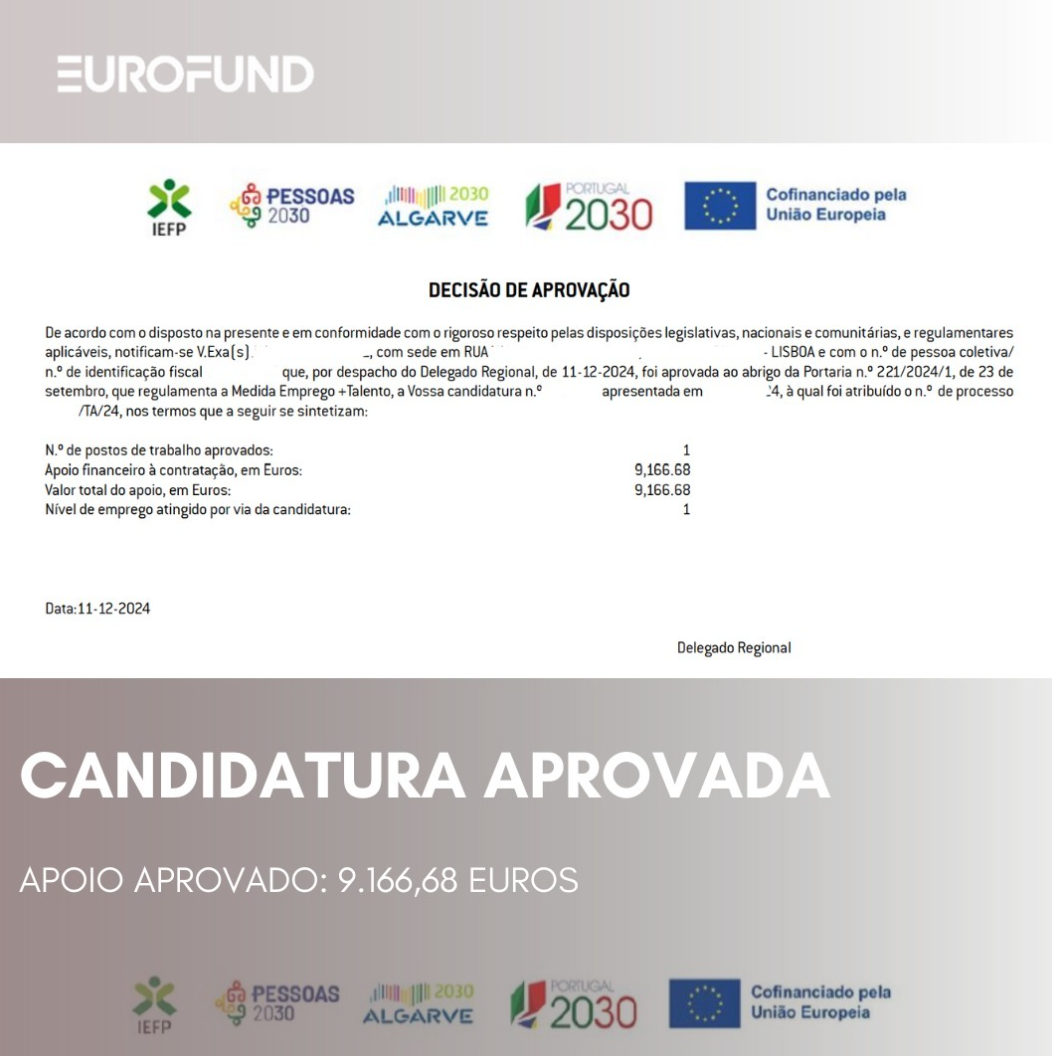 Aprovação Emprego +Talento — 9.166,68 €