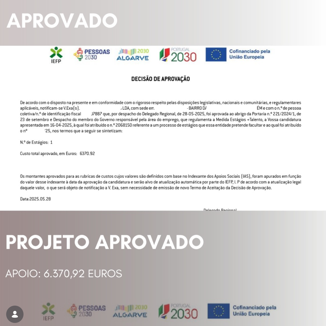 Aprovação Estágios +Talento — 6.370,92 €